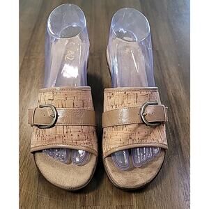 A2 by Aerosoles Cork Wedge Comfort Sandals Tan Women’s 8 GUC